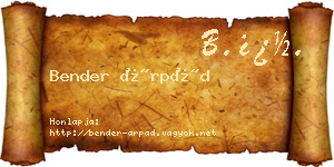 Bender Árpád névjegykártya
