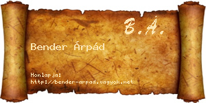 Bender Árpád névjegykártya