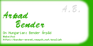 arpad bender business card